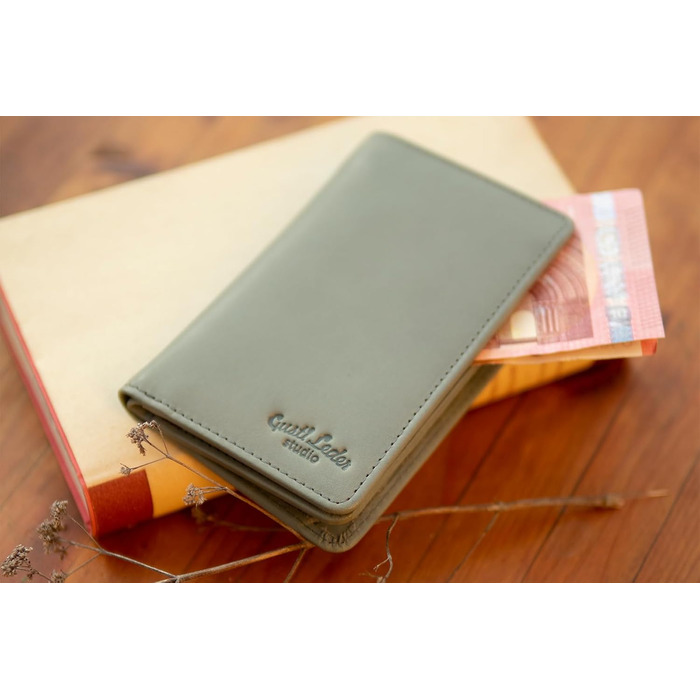 Gusti Leather Wallet - Beckett Small Purse Women's Vintage Gray Leather