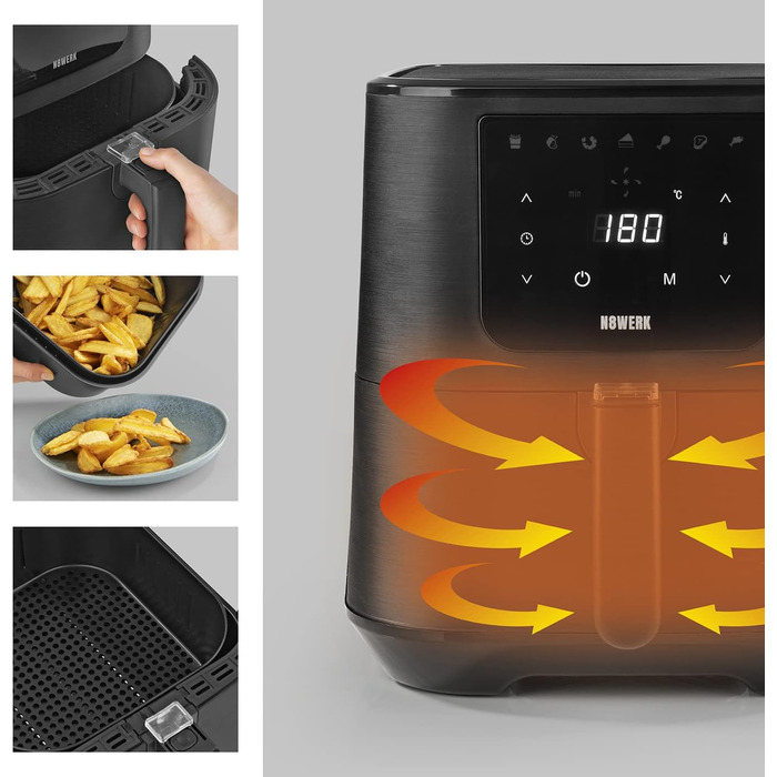 Фритюрниця-конвекційна піч Midnight Black 5.5 л | 1800 Вт, 7 програм | Без жиру, з цифровим дисплеєм