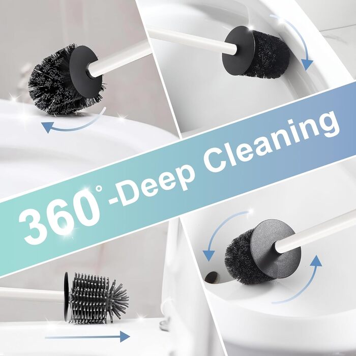 Настінна щітка для туалету DAZI з кріпленням без свердління, з нержавіючої сталі, сучасний дизайн, знімний внутрішній стаканчик для легкого догляду та очищення (золота щітка) (білий)