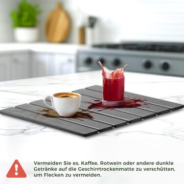 Килимок для сушіння посуду Abtropfmatte 40x30 см з діатоміту сірий – швидковисихаючий, водопоглинаючий килимок для кухні