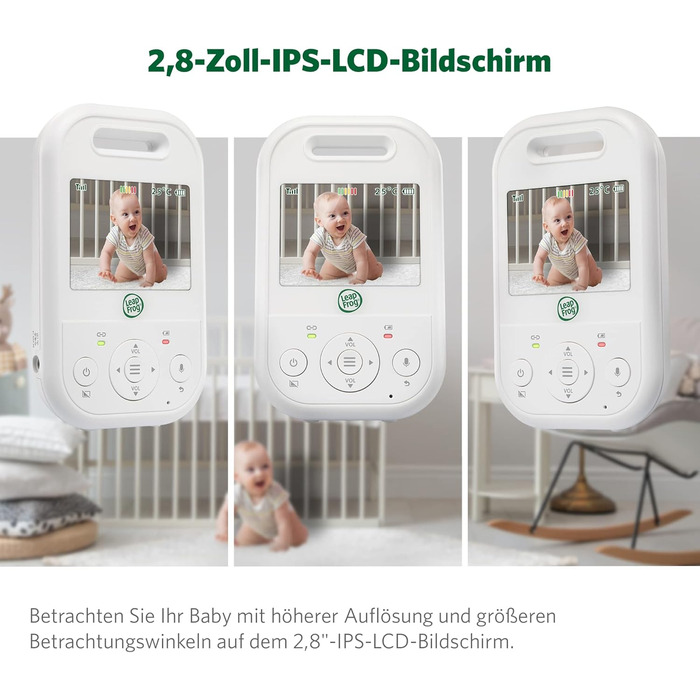 Відеоняня LeapFrog LF2513 без Wi-Fi з IPS LCD екраном 2.8 дюйма, поворотна, з нічним баченням, датчиком температури, радіусом дії 300 метрів, 12 годин роботи від акумулятора