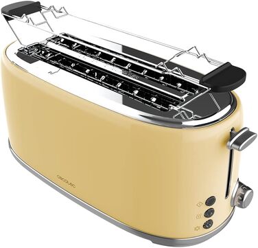Тостер Cecotec Toaster 2 Scheiben Toast&Taste 1000 Retro Double: 980 Вт, 2 слоти, нержавіюча сталь, регулювання потужності, піддон для крихт, бежевий