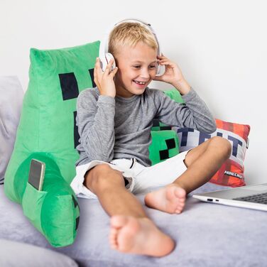 Подушка для читання Minecraft Creeper, оксамитова, з наповнювачем, із підлокітниками, зелена, Phoenix Group AG