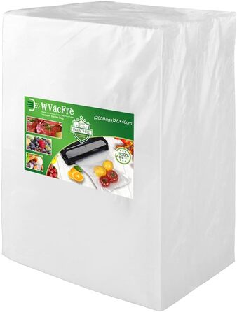 WVacFre 200 Bag 28x40cm Vacuum Bags Vacuum Bags for Food, BPA-Free Sous Vide Vacuum Bags Bags for Vacuum Sealers and Foil Sealing Devices Suitable