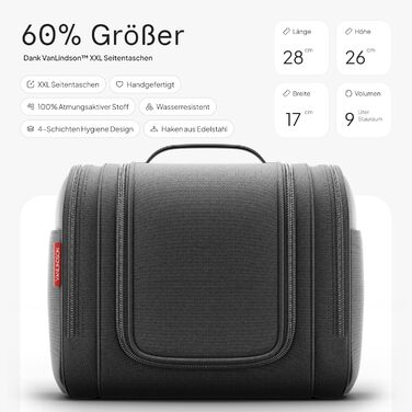 Чоловіча/Жіноча/Дитяча косметичка-органайзер XXL, 9 літрів, 3-в-1, водонепроникна, чорна