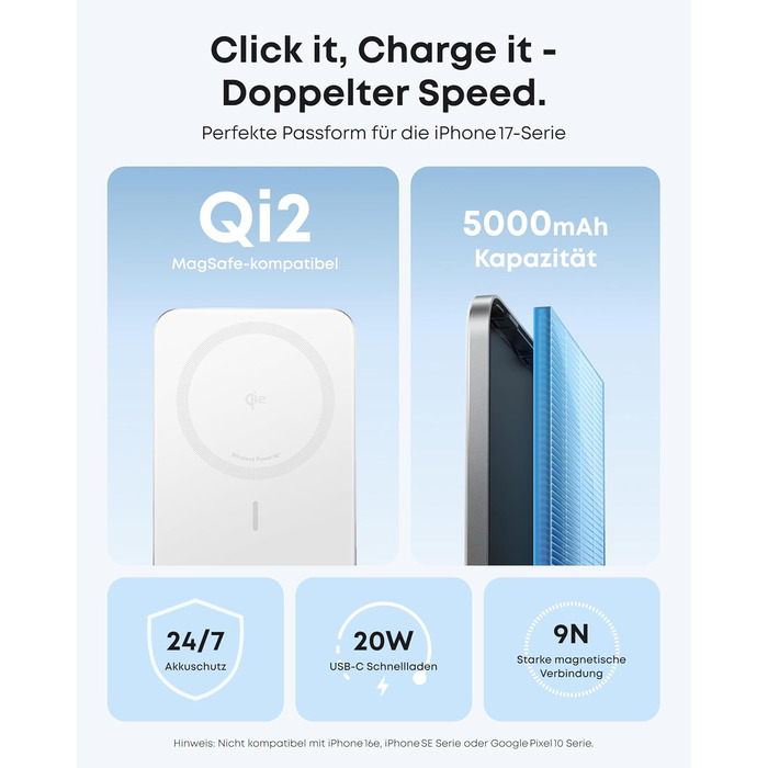 Anker Powerbank Nano: компактний 5000mAh, Qi2, MagSafe, 15W, для iPhone 16/15/14/13/12