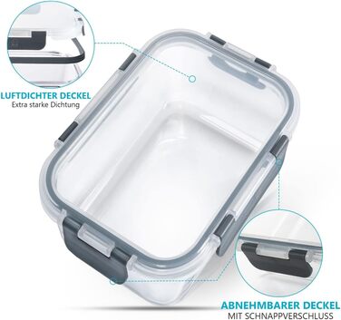 Набір контейнерів для їжі Igluu Meal Prep (5 шт.) – 1050 мл, Borosilikatglas, мікрохвильовка, духовка, морозильник, посудомийна машина, витікання