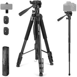NEEWER Штатив відео для камери з пливним кріпленням 72', сумісний з DJI RS Gimbal, 360° обертання та +90°/-70° нахил, максимальне навантаження 8кг (TP05 з тримачем для телефону)
