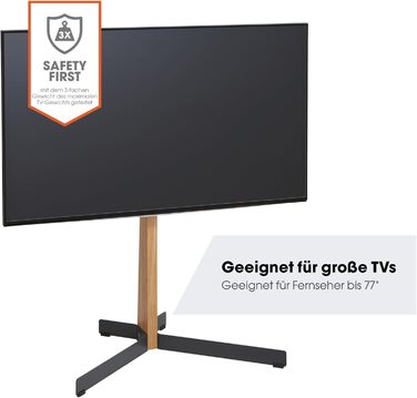 Підставка для телевізора Vogel's TVS 3695 поворотна, 40-77 дюймів, до 50 кг, VESA 600x400, з екологічного дуба та сталі, чорна, кут повороту 90°