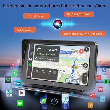 Автомобільний дисплей Alxum CarPlay 7'' IPS із FM-трансмітером, Bluetooth, монітором для авто, камерою заднього виду, підтримкою TF карти, FM і AUX для всіх авто