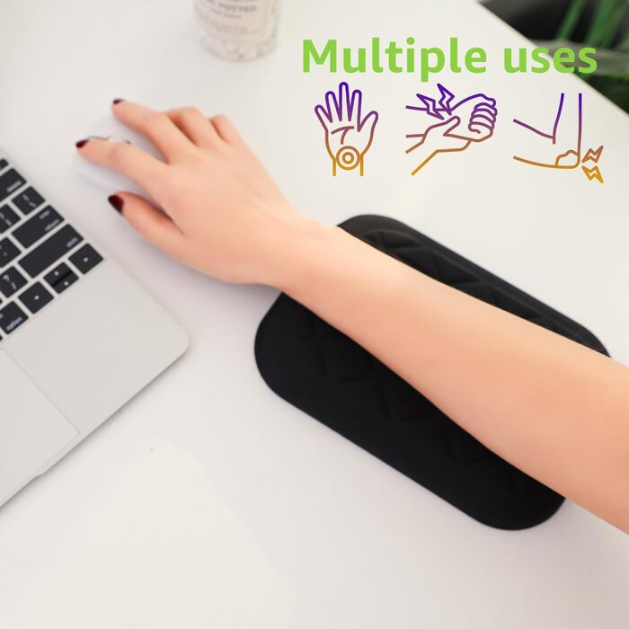 Підставка для зап'ястя та ліктя Ergonomische LargeLeaf з Memory Foam для столу, чорна, 20*14 см
