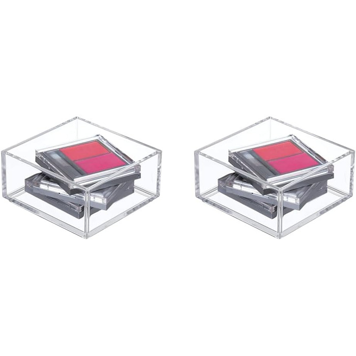 iDesign Drawer Organizer Box for Bathroom or Kitchen, Very Small Drawer Organizer in BPA-Free Plastic, Stackable Makeup Storage for Cosmetics, Transparent (Pack of 2)