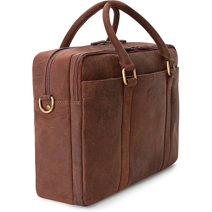 Сумка для ноутбука Leabags Leder Aktentasche (16 дюймів) з натуральної шкіри. Офісна сумка-месенджер через плече для чоловіків та жінок, темно-коричнева
