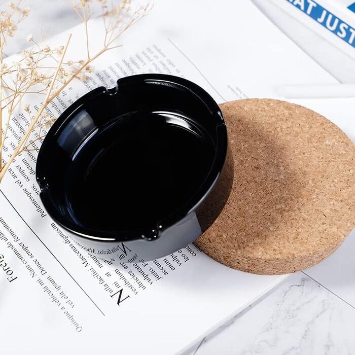 Concept 11 - Outdoor Ashtray Black 11cm | 3 Piece Glass Ashtray | Glass Ashtray 3.5 cm high, Dishwasher Safe, Catering Supplies
