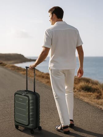 Набір валіз SMARTBOX Hartschalen 3 шт. | Розширювані, з TSA-замком, з відділом для ноутбука | Оливковий колір, S (55 см)