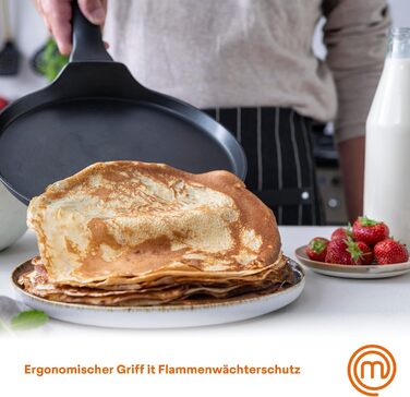 MasterChef Crepe Pan Induction, Pancake Pan for Pancakes, Roti, Omelette, Tortilla, Induction, Gas, Ceramic Hob, Non-Stick Coating Aluminum, 25cm, Extra Wide Natural Collection (Essentials Collection)