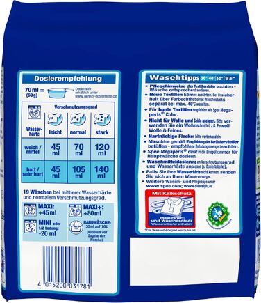 Пральний порошок для кольорових речей Spee Megaperls Color 3+1, свіжість, 1.14 кг (90 циклів прання)