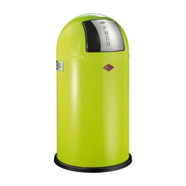 Відро для сміття Wesco Pushboy 50 л з нержавіючою кришкою та знімним внутрішнім відром (Limegreen)