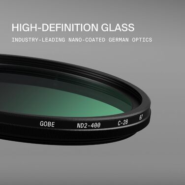 Варіабельний ND-фільтр Gobe 67mm ND2-400 (1-8.6 Stop) Pro – нейтральний фільтр для фотографії