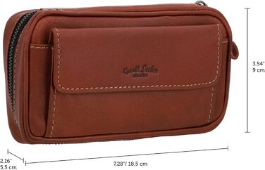 Gusti Pipe Pouch Leather - Diego Men's and Women's Pipe Pouch for 3 Pipes, Extra Tobacco Compartment, Interior Made of Natural Rubber, Pipe Bag Brown Leather