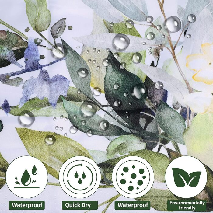 Текстильний душовий завіс з 12 гачками, водонепроникний, антигрибковий, для ванної кімнати, 180x200 см, зелений