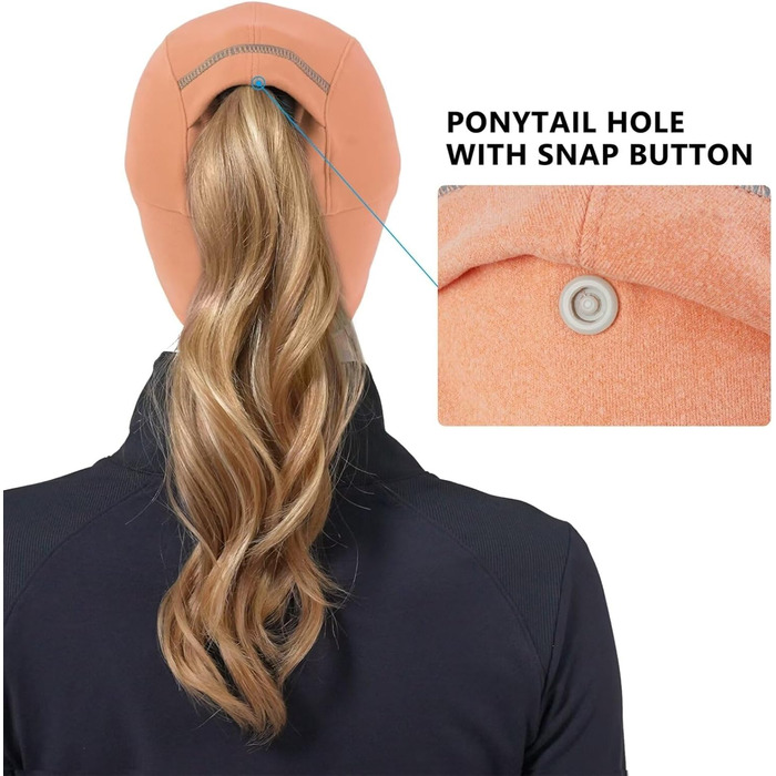 Жіноча зимова шапка GADIEMKENSD з відбиваючими елементами та отвором для хвостика, навушник-трансформер для активного відпочинку (Помаранчевий)