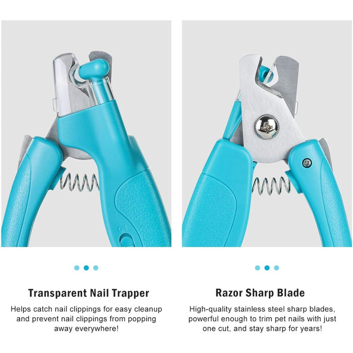 Триммер для когтів домашніх тварин з LED-підсвічуванням: для собак та котів середніх та маленьких порід. Професійний триммер для когтів з гострою клинком та безпечним білим/блакитним LED-світлом.