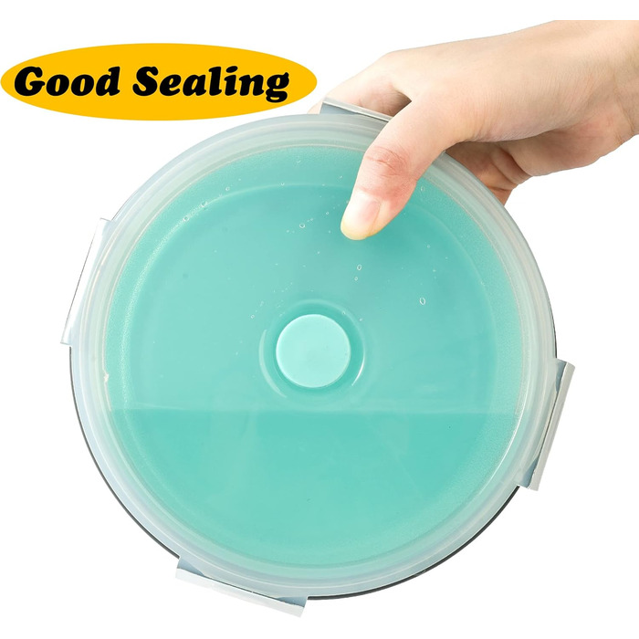 Складані миски для собак з силікону для їжі та води, для подорожей, з кришкою, портативні, розширювані, для домашніх тварин, для прогулянок, кемпінгу, 2 шт. блакитний / зелений (Large, блакитний / зелений)