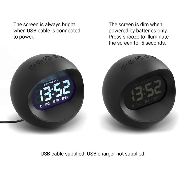 NEWGATE® Digital Centre of the Earth Clock (Black with black LCD display) Black With Black Lcd Display