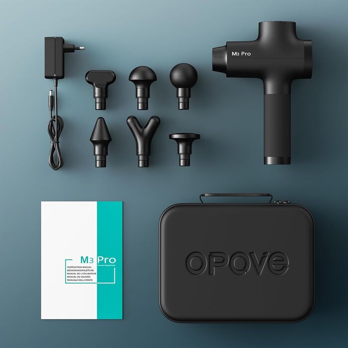 Масажер OPOVE M3 Pro 2 - професійний масажний пістолет з LED-дисплеєм, 2500 обертів/хв, для зняття м'язового болю, колір: чорний