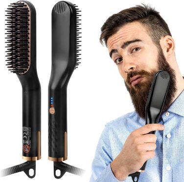 Електрична щітка для випрямлення бороди Bartglätter для чоловіків 3 в 1, 3 температурні режими (120-200°C), швидкий нагрів за 30 секунд, для дому та салону