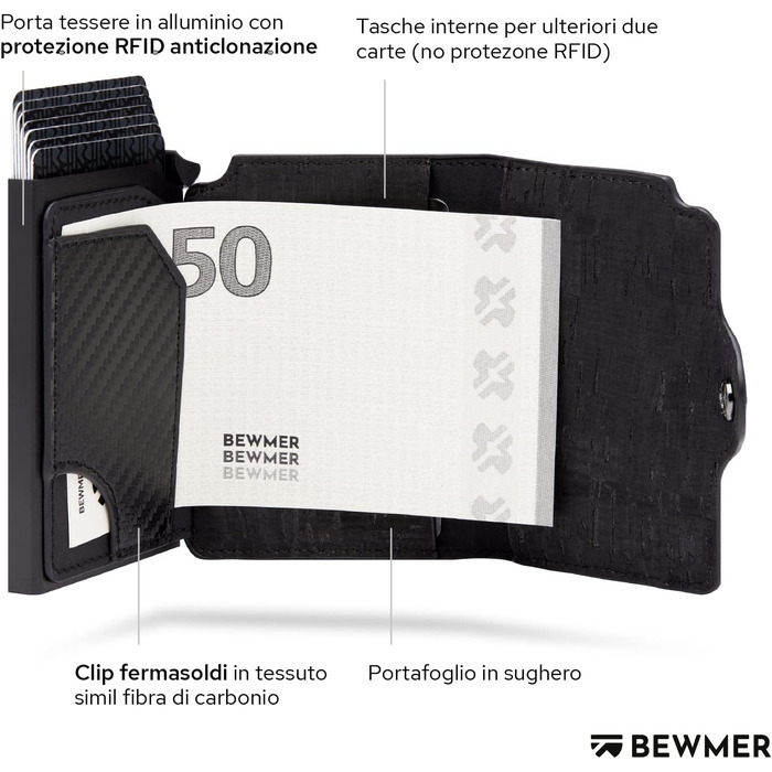 Гаманець-картхолдер BEWMER з RFID-захистом та застібкою на блискавці (чорно-червоний)