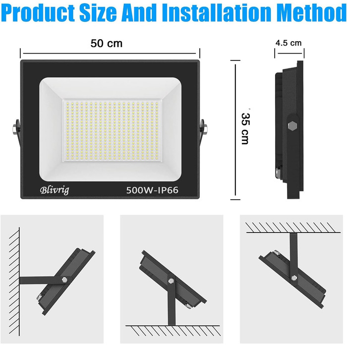 Bright LED Floodlight Outdoor, Warm White, Outdoor Floodlight, Super Bright 10000LM Floodlight, Outdoor Spotlight IP66 Waterproof, 3000K Outdoor Spotlight, Warm Floodlight for Garden, Garage, Yard (Warm White) (4pcs Warm White, 500W)