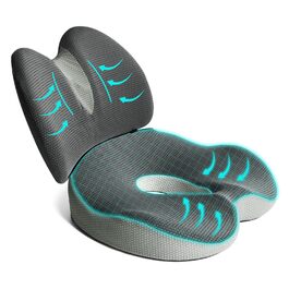 Подушка для сидіння та спини Suewidfay 2-в-1 з піни Memory Foam, ергономічна, для офісного крісла, авто, інвалідного візка, сіра