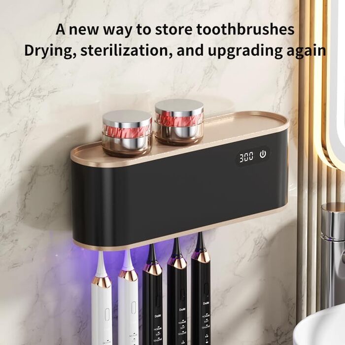 Електричний стерилізатор зубних щіток UV, USB-організатор для 5 щіток, чорний