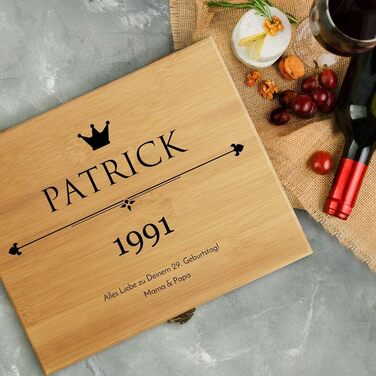 Maverton Wine Opener Set Personalized Wine Set Sommelier Set - Gift Box Wooden Box + 6-Piece Wine Accessory Set - Made of Bamboo - Brown - Birthday Gift for Men - (King)
