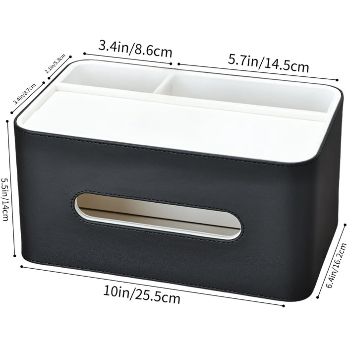 KINGFOM Склянка для серветок з 2 відсіками, шкіряна, для дому, офісу, ванної кімнати (Чорний)