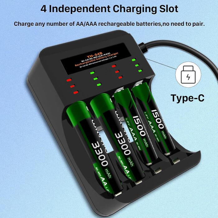 Зарядний пристрій для акумуляторів AA/AAA 8 слотів - універсальний, інтелектуальний зарядний пристрій для NI-MH/NI-CD акумуляторів