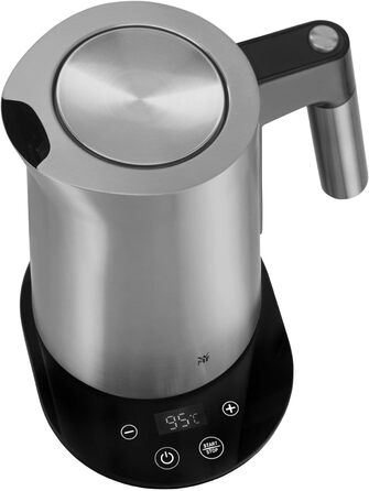 WMF Kineo Kettle with Temperature Setting, 1.6L, Scale Filter, 3000W, Live Temperature Display, Stainless Steel Matte Electric Kettle, Cromargan Single