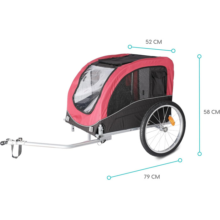 Wuuhoo® Преміум амортизатор для собак Bello, велопричіп для собак 25-40 кг, складний та маневрений, велобудка з/без комплекту для джогінгу, включаючи з'єднувач причепа. Без комплекту для джогінгу