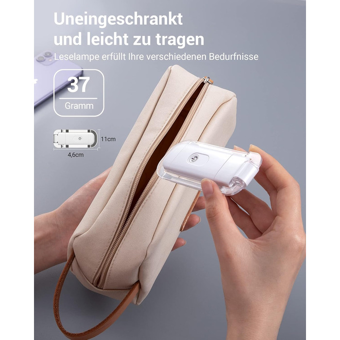 LED лампа для читання DEWENWILS на кліпсі, USB перезарядна, 2 рівні яскравості, тепле біле світло, подарунок для дітей та книголюбів