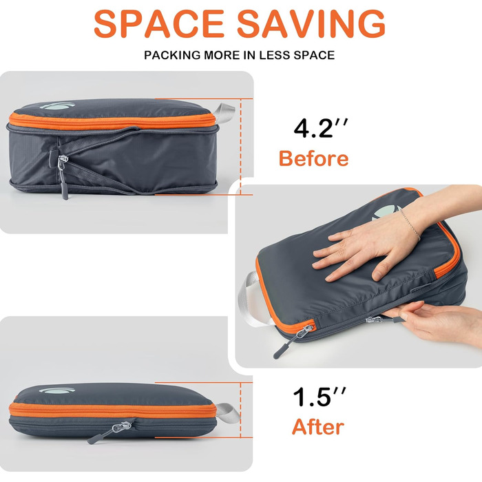 Органайзер для валізи Cipway Kompression Set (8 шт, сірий) - Кубики для пакування, набір для подорожей