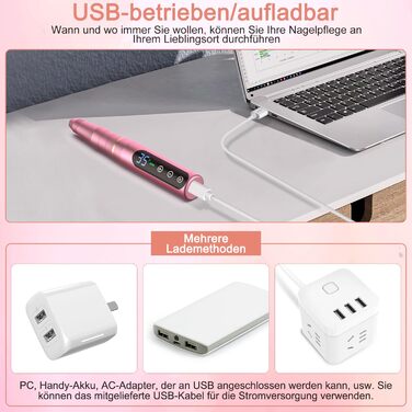 Електричний набір для манікюру та педикюру NailGirls 11 в 1, 35000 RPM, рожевий