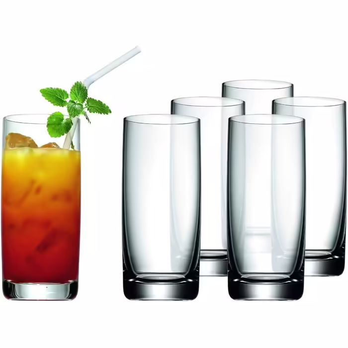 WMF Easy Long Drink Glasses Set, 6-Piece, 350ml Cocktail Glasses, Crystal Glass, Dishwasher Safe, Shatterproof