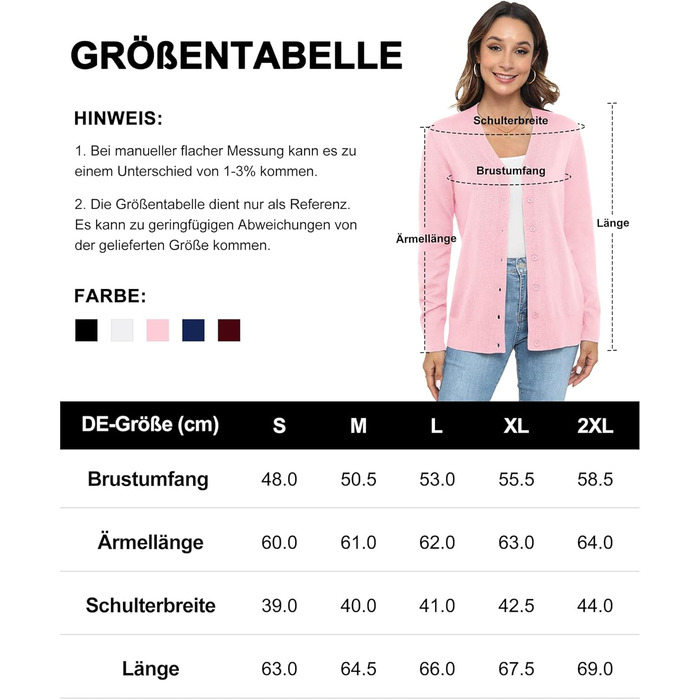 Жіноча легка в'язана жилетка з довгим рукавом, в'язаний пуловер з V-подібним вирізом, вінтажна класична жилетка на ґудзиках (S, Рожевий)