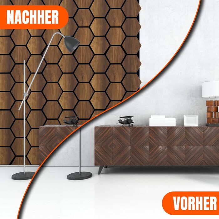 Акустичні настінні панелі AS Country Stone Barok з натурального дерева, 80x65 см, набір 4 шт. — звукоізоляційні декоративні панелі для офісу та дому