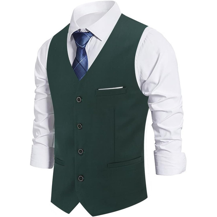 Чоловічий жилет Athemen Slim Fit з V-подібним вирізом, костюмний жилет для бізнесу та весіль, колір зелений (#606), розмір 3XL