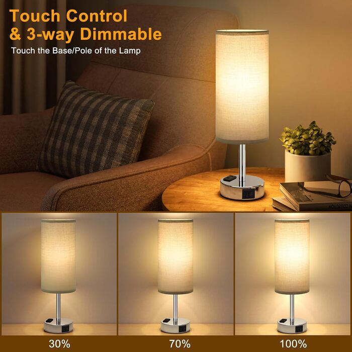 Настільна лампа Kakanuo з торшером, USB-порт, диммування, для спальні, дитячої кімнати, офісу, вітальні