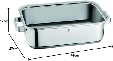 Пароварка WMF Vitalis Aroma 28 см, каструля для приготування на пару, брaтлер кругла 5.0л, термометр, кришка зі скляним покриттям та силіконовим обідком, дека для приготування, Cromargan нержавіюча сталь без покриття, сумісна з духовкою