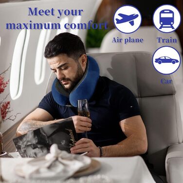 Подушка для шиї Poligono для подорожей: м'яка, комфортна, з піною з пам'яті, компактна, блакитна